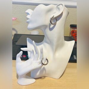Silver Hoop Earrings Bold Statement Jewelry